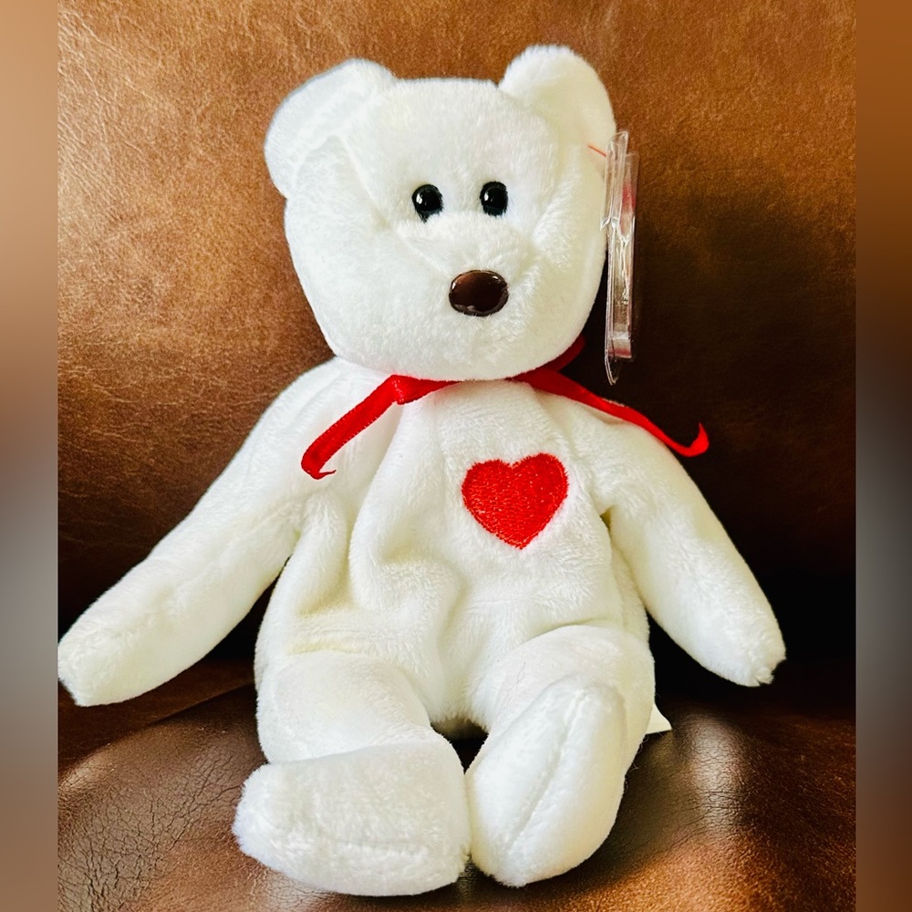 😮🧸Rare Valentino Ty Beanie Baby with Brown Nose!🧸😮